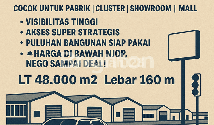 JUAL MURAH DIBAWAH NJOP!!! PERGUDANGAN LT 4,8ha Lebar +- 160 m2. Jl. RAYA CIANJUR BANDUNG ( Cikolotok )