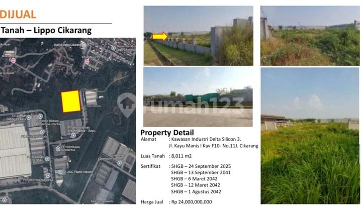 Dijual !! Kavling Kawasan Industri Delta Silicon