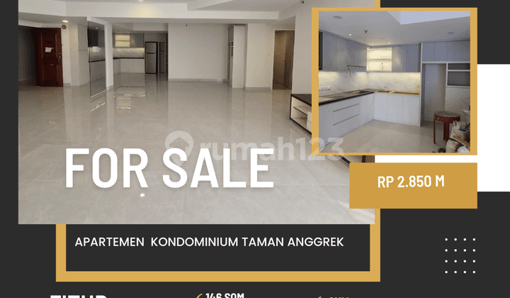 FOR SALE WEST JAKARTA CONDOMINIUM APARTMENT ABOVE MALL SEMI-FURNISHED READY TO OCCUPY