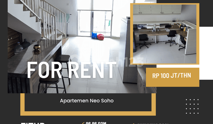 Sewa apartemen neosoho type avenue strategis best view jakarta barat dekat 4 malll!!