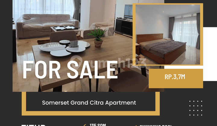 For Sale Somerset Grand Citra Apartment 2+1 br furnished ready to occupy South Jakarta