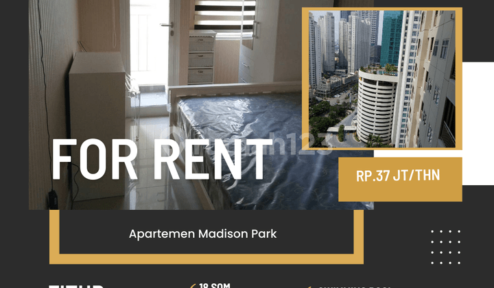 Sewa Apartemen Madison Park studio full furnish siap huni best view jakrata barat