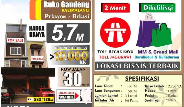 Ruko Gandeng di 3 Lantai di Pekayon, Bekasi
