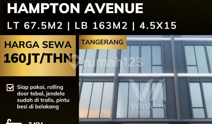 DISEWAKAN RUKO Lokasi HAMPTON AVENUE - TANGERANG