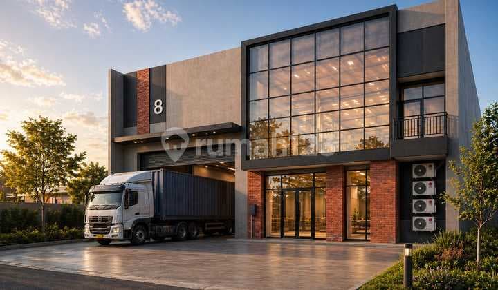 For Sale: Brand New Warehouse in Kunciran, Tangerang. Land Area 1045m2. Under Construction. 40-Foot Container Access.