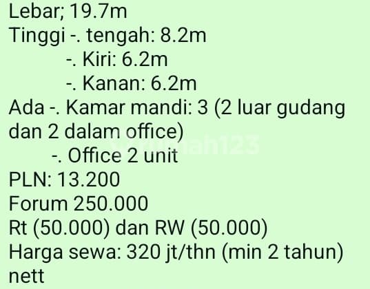 Warehouse Rental (320 Million) Warehouse Plot Dpr in Cipondoh 864.0 m² Unfurnished SHM
