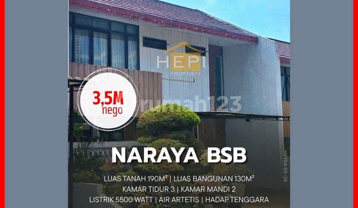 Rumah Cantik Furnish di Naraya Bsb Siap Pakai
