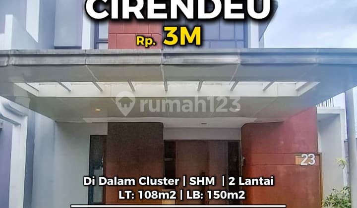 Dijual Rumah Modern Dalam Cluster di Cirendeu Ciputat Timur Tanggerang Selatan