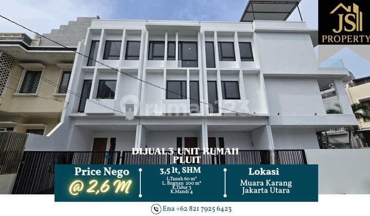 Dijual 3 Unit Rumah 3,5 Lantai Di Pluit Penjaringan - Jakarta Utara Shm