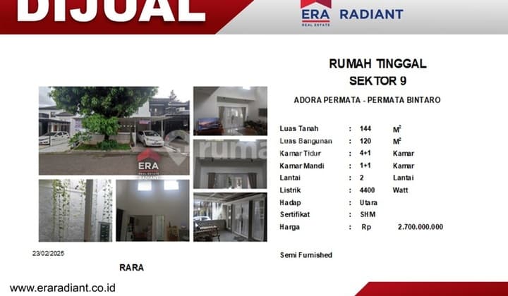 eraradiant.id | House for Sale in Permata Bintaro, Adora Cluster