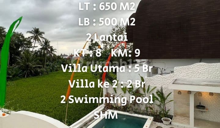 Dijual 2 Villa Baru + 1 Joglo Dengan View Sawah Dan Pedesaan Di Ubud. Gianyar. Bali