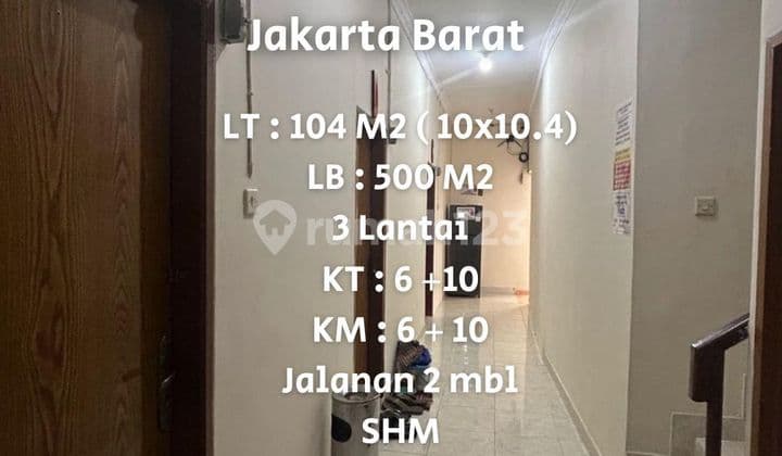Dijual Rumah Kos2an 3 Lantai Di Kerajinan, Jakarta Barat