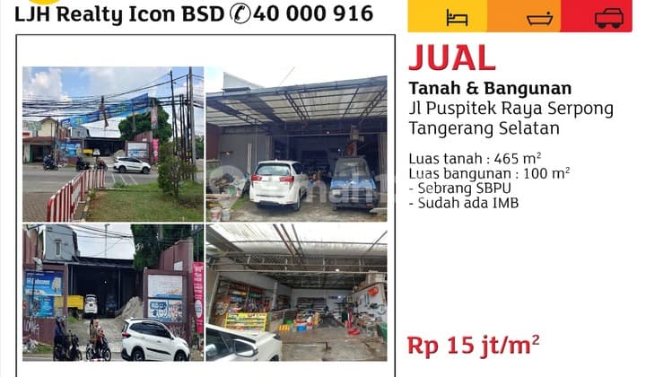 For Sale Land and Building on Jl Puspitek Raya