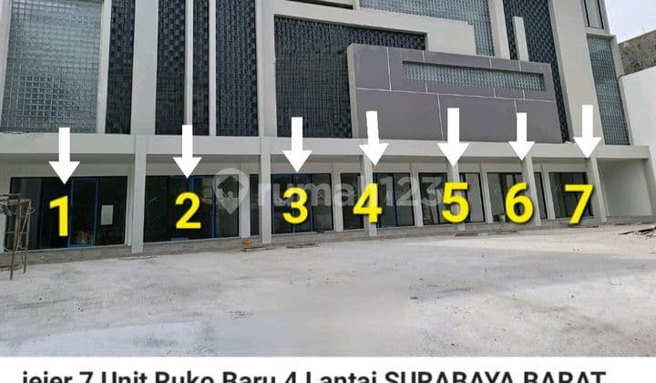 Disewakan 7 Unit Ruko Raya Satelit Indah - Sukomanunggal - Ruko Baru Modern 4 Lantai Surabaya Barat- Hadap Jalan Raya Kembar Komersial Area Cocok Buat Segala Usaha - Parkiran Mobil Luas