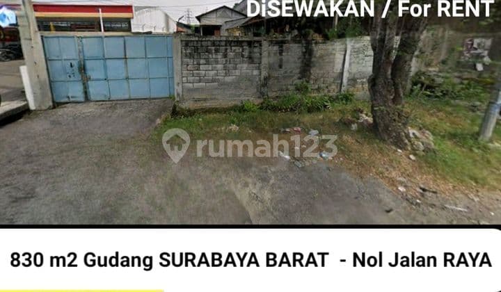 For Rent 830 M2 Zero Warehouse West Surabaya Main Road - Bangkingan Main Road - Lakarsantri Near Citraland, Wiyung Main Road, Pakuwon Mall Surabaya