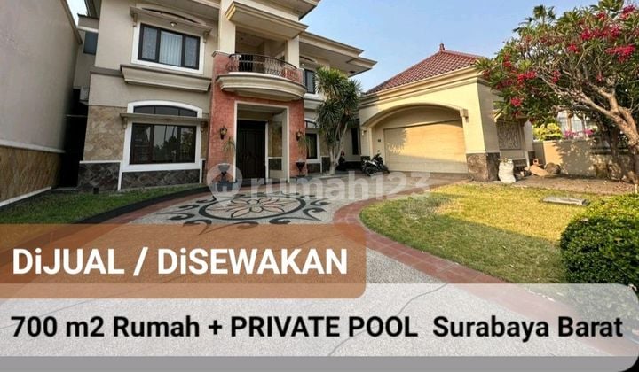 Disewakan 700 M2 Rumah Taman Hunian Satelit - Sukomanunggal Surabaya Barat Plus Kolam Renang - Lantai Marmer - Garasi Carport Luas - Dekat Perumahan Chofa , Rs Mitra Keluarga