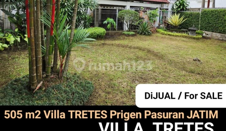 Murah 2 Milyaran Dijual 505 M2 Villa Tretes Prigen Pasuruan Jatim- Jalan Raya Sebelah Hotel -Taman Luas-Terawat Cantik Siap Huni