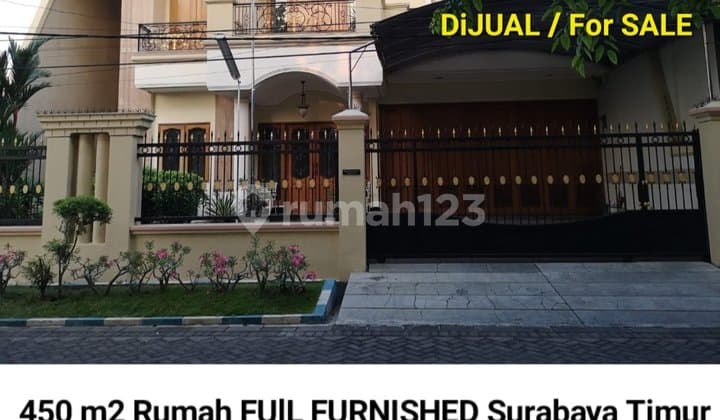 8 Billion Sold 450 M2 House on Jl. Manyar Jaya - Klampis Semolo - East Surabaya - Fully Furnished, Strategic Location Near Soto Ayam Cak Har Merr, Hokky Buah Merr, Galaxy Mall
