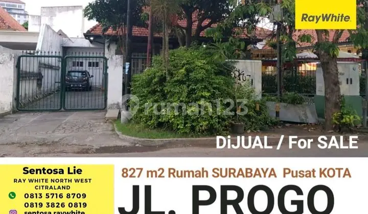 For Sale 827 M2 House Surabaya Center Progo Street - Wonokromo - Near Raya Darmo - Bungkul Park - Suitable for All Businesses, Office, Bank, Cafe, Restaurant