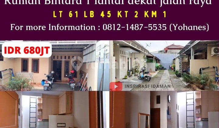 Rumah Bintara 2Kt 1 Lantai Dekat Jalan Raya