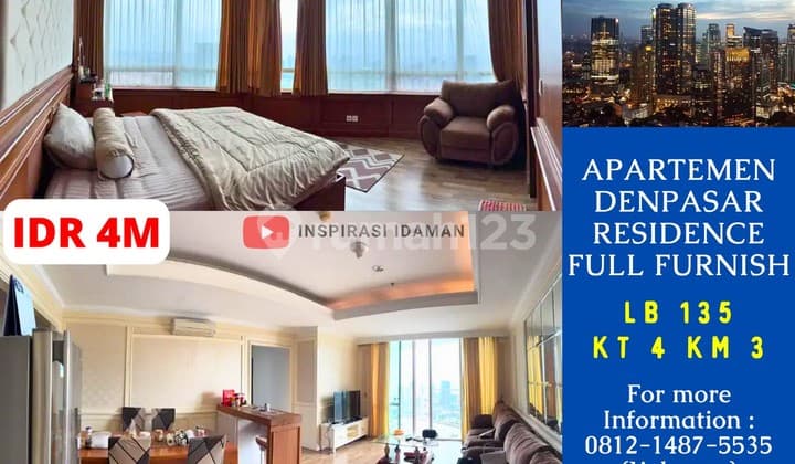 Apartemen Denpasar Residence 3+1Br 135Mtr Lantai 27 Full Furnish