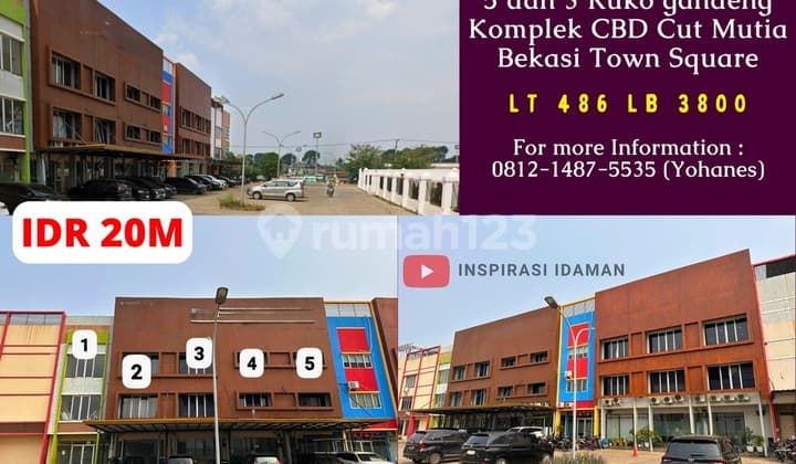 5 and 3 Attached Shophouses in Cbd Cut Mutia Complex, Bekasi Town Square