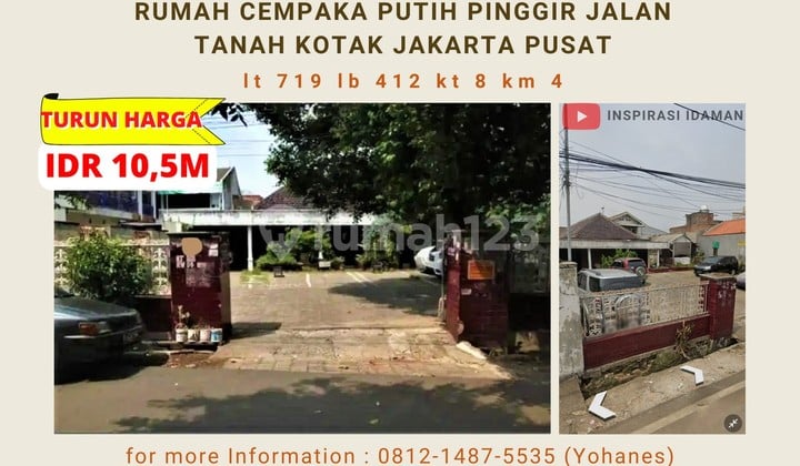 Jual Cepat 719Mtr Rumah Cempaka Putih Barat Tanah Kotak