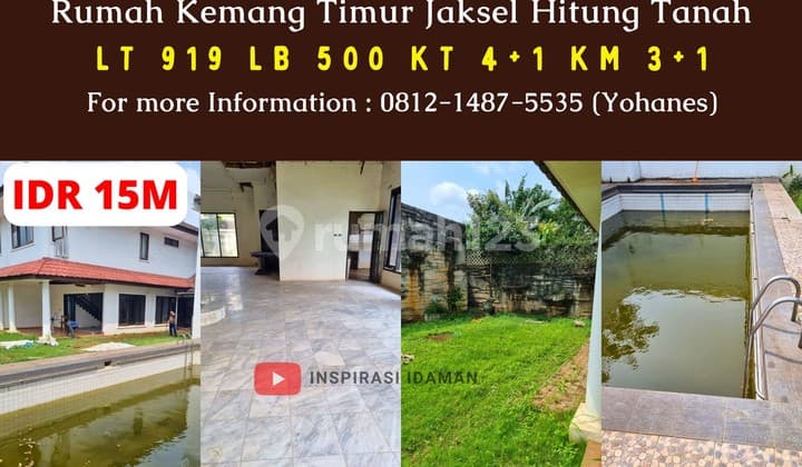 Jual Cepat Rumah 919Mtr Kemang Timur Jaksel Hitung Tanah