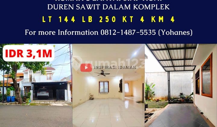 Rumah 2 Lantai Siap Huni Duren Sawit Dalam Komplek