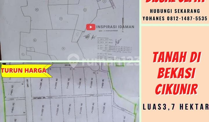 Tanah 3,7 Hektar Bekasi Cikunir Strategis Pinggir Jalan Raya
