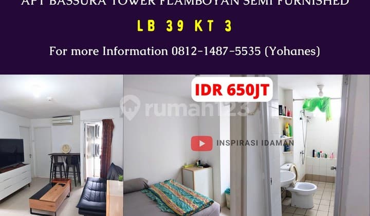 Apt Bassura Tower Flamboyan 3Br Semi Furnished