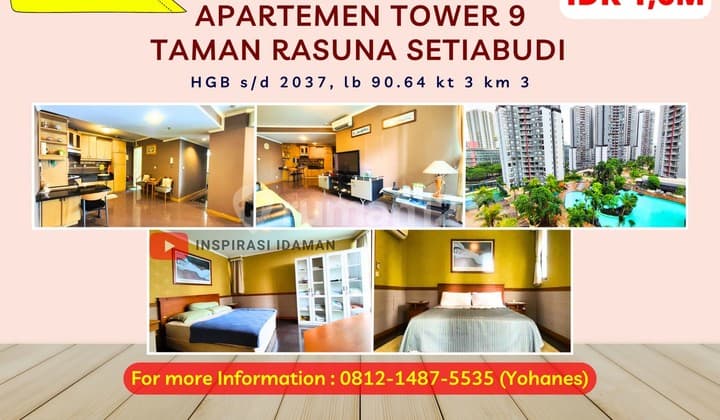 3 Bedroom Apartment 90 Square Meters Tower 9 Taman Rasuna Setiabudi