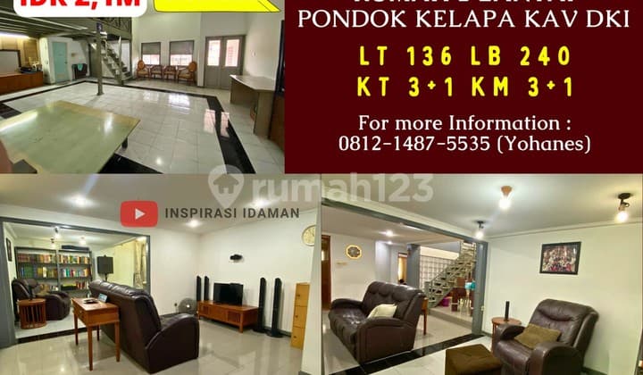 Rumah 2 Lantai 136Mtr Pondok Kelapa Kav Dki