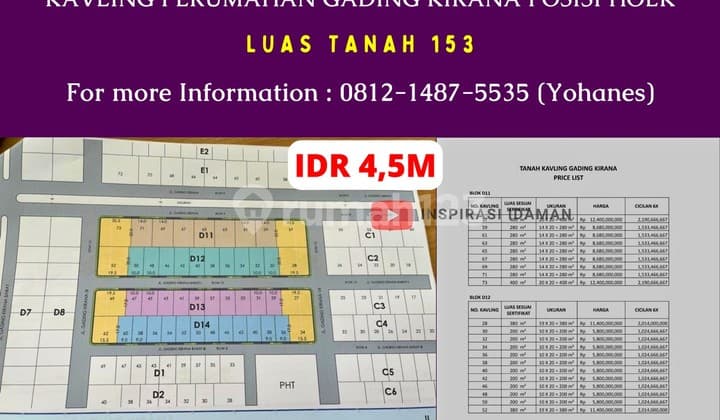 Brand New Kavling Perumahan Gading Kirana