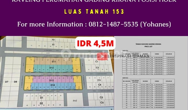 Brand New Kavling Perumahan Gading Kirana
