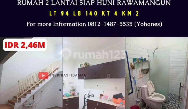 Rumah 2 Lantai Siap Huni Rawamangun Akses Jalan 2 Mobil