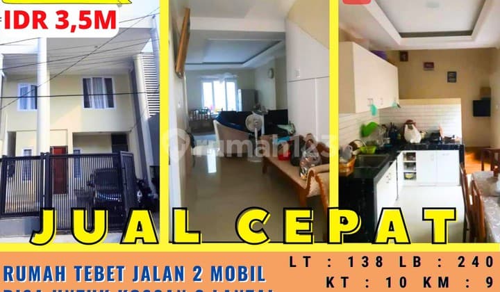 Rumah 3 Lantai bisa Jadi Kost Tebet Akses Jalan 2 Mobil
