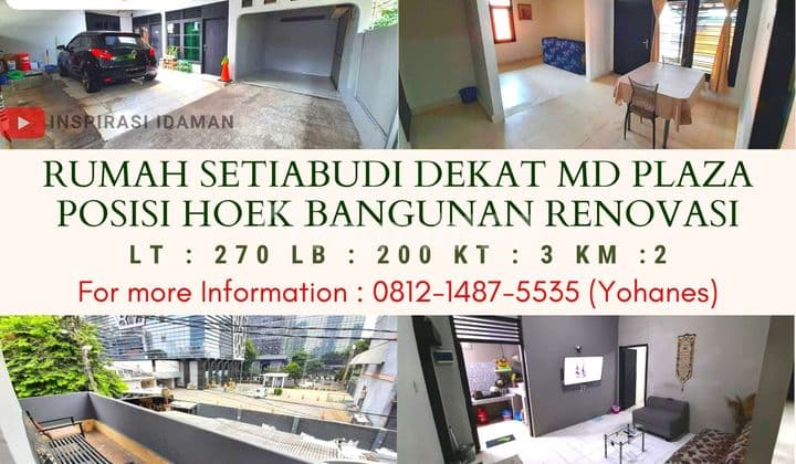 Rumah Setiabudi 270Mtr Dekat Md Plaza Posisi Hoek Dekat Sudirman