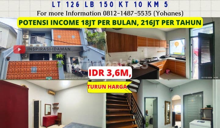 Rumah Kost 126Mtr 2Lantai 10Kt Dekat Stasiun Tebet Akses 2 Mobil
