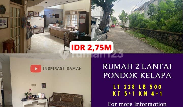 Rumah 2 Lantai 228Mtr Pondok Kelapa Lokasi Strategis