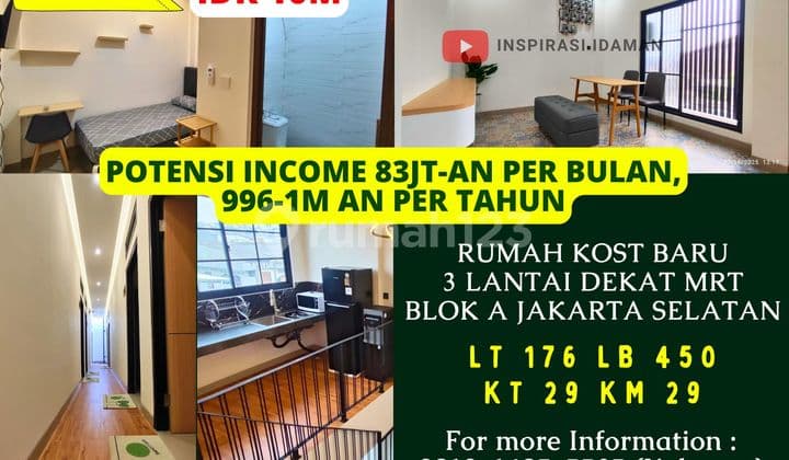 Rumah Kost Baru 3 Lantai Dekat MRT Blok A Jakarta Selatan