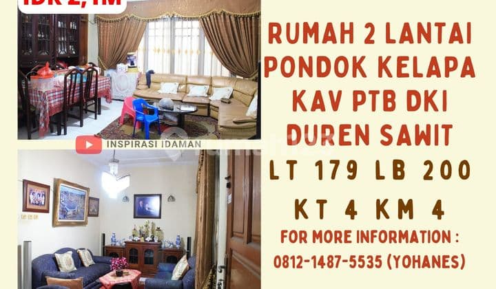Rumah Pondok Kelapa Kav Ptb Dki 2 Lantai Duren Sawit