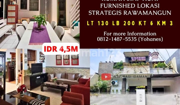 Rumah Siap Huni Furnished Lokasi Strategis Rawamangun