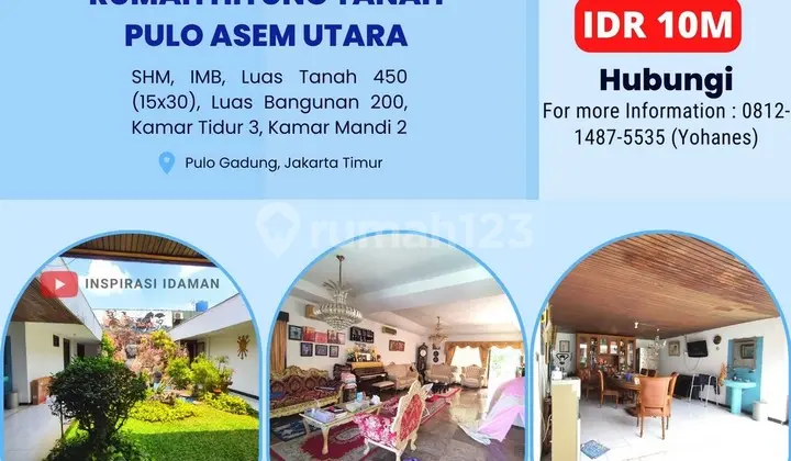Rumah Hitung Tanah Pulo Asem Utara Jaktim
