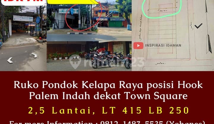 Ruko Pondok Kelapa Raya Posisi Hook Palem Indah Dekat Town Square