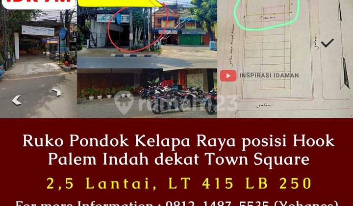 Ruko Pondok Kelapa Raya Posisi Hook Palem Indah Dekat Town Square