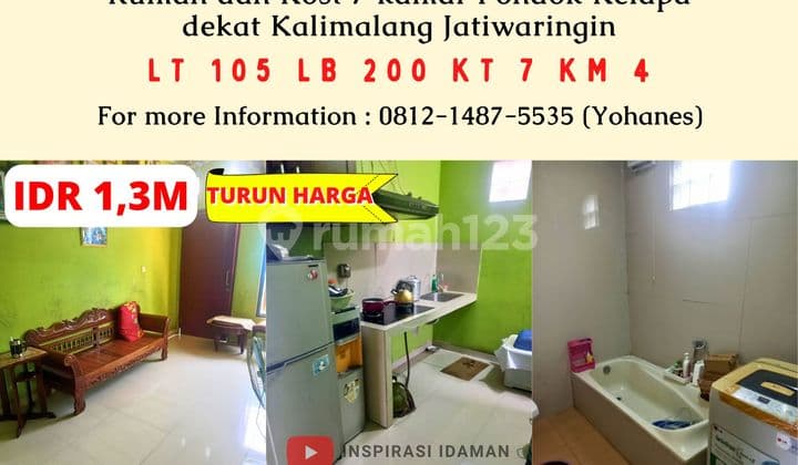 House and Boarding 7 Rooms Pondok Kelapa Near Kalimalang Jatiwaringin