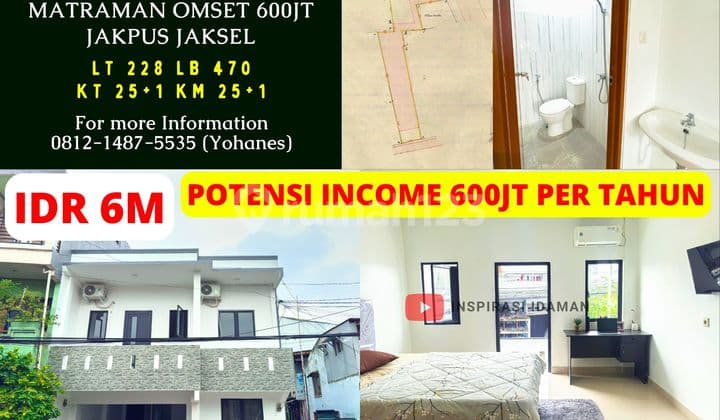 Jual Cepat Kost Matraman 25Kt Omset 600Jt Jakpus Jaksel
