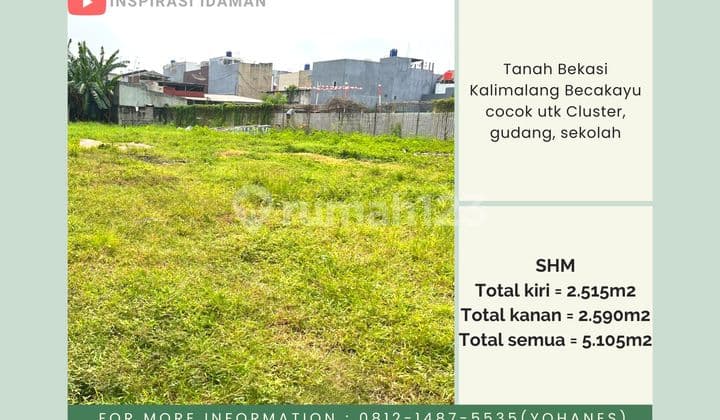 Tanah Bekasi Kalimalang Becakayu Cocok Utk Cluster Gudang Sekolah