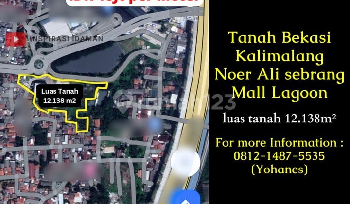 Tanah Bekasi Kalimalang Noer Ali Sebrang Mall Lagoon 1.2Hektar